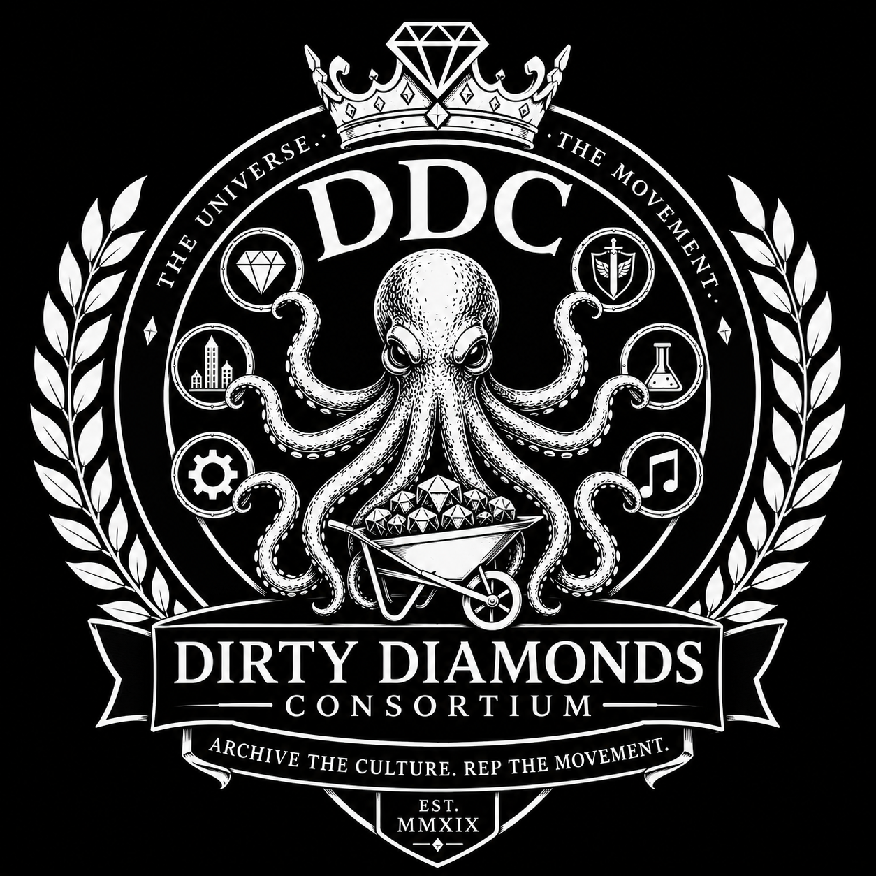 DDC Master Crest — Monochrome — White variant